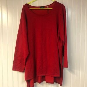 Tahari High Low Long Sleeve Red Sweater 3X NWT Crewneck Pullover